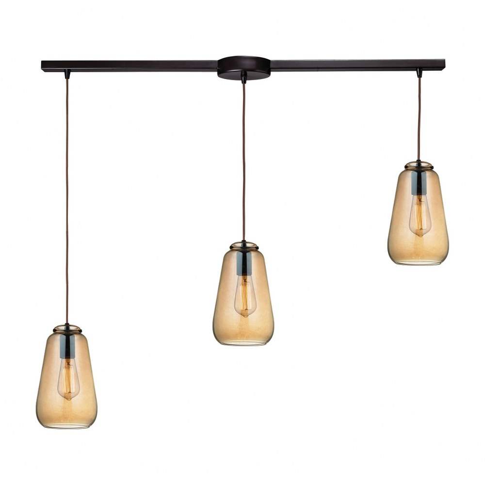 Elk Lighting-10433/3L-Orbital - 3 Light Linear Pendant in Modern/Contemporary Style with Mid-Century and Scandinavian inspirations - 10 Inches tall and 5 inches wide   Oil Rubbed Bronze Finish with Li