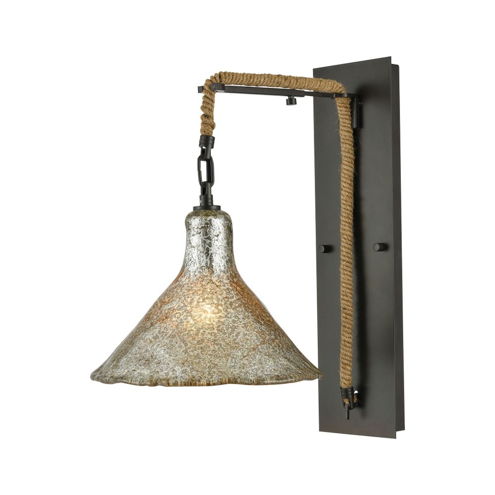 Elk Lighting-10436/1SCN-Hand Formed Glass - 1 Light Wall Sconce in Transitional Style with Southwestern and Modern Farmhouse inspirations - 18 Inches tall and 10 inches wide   Oil Rubbed Bronze Finish