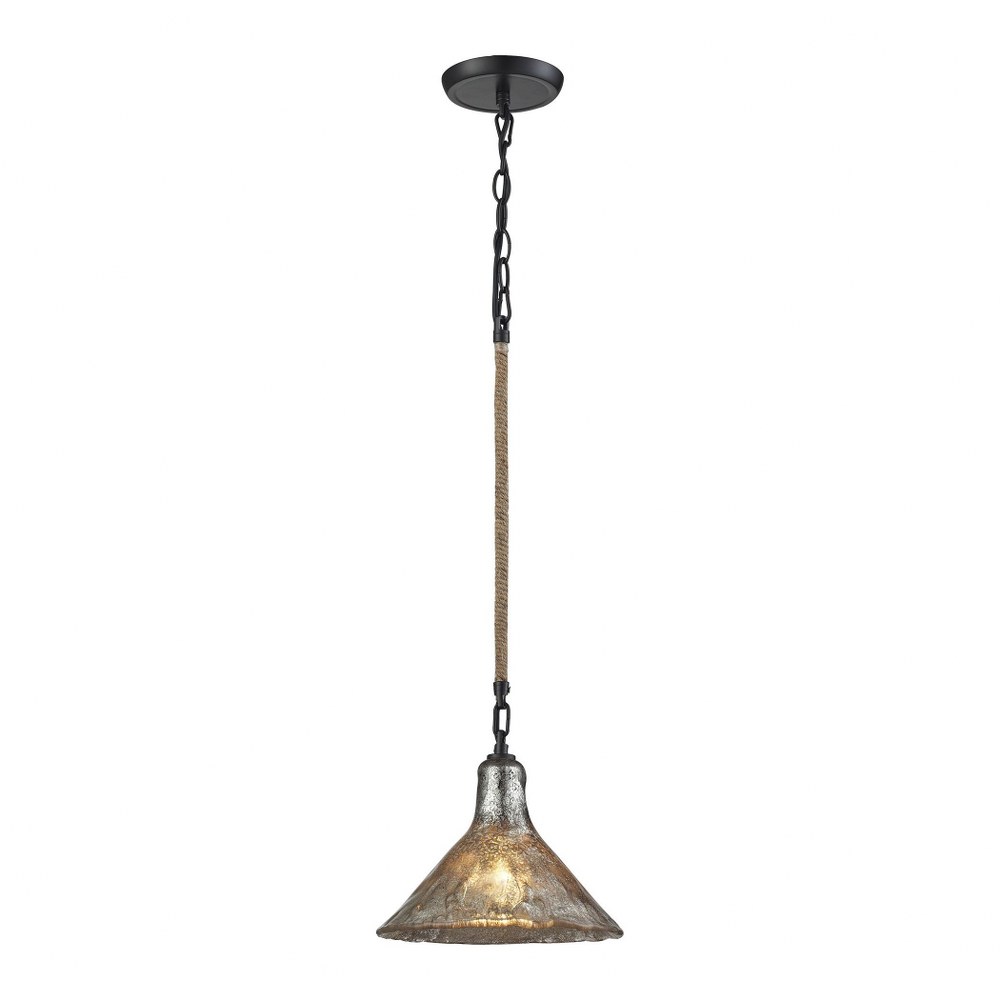 Elk Lighting-10436/1-Hand Formed Glass - 1 Light Mini Pendant in Transitional Style with Southwestern and Modern Farmhouse inspirations - 9 Inches tall and 10 inches wide   Oil Rubbed Bronze Finish wi