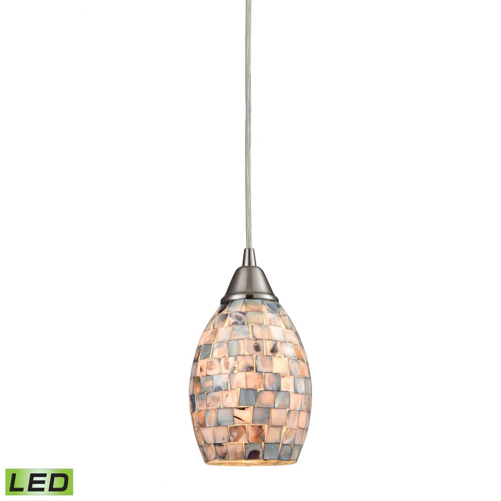 Elk Lighting-10444/1-LED-Firestorm - 9.5W 1 LED Mini Pendant in Traditional Style with Boho and Asian inspirations - 6.5 Inches tall and 7 inches wide LED  Dark Rust Finish with Firestorm Glass