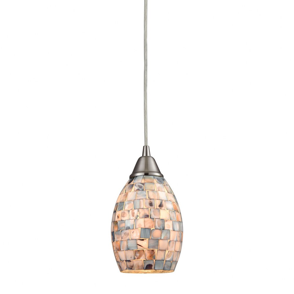 Elk Lighting-10444/1-Firestorm - 9.5W 1 LED Mini Pendant in Traditional Style with Boho and Asian inspirations - 6.5 Inches tall and 7 inches wide Incandescent  Dark Rust Finish with Firestorm Glass