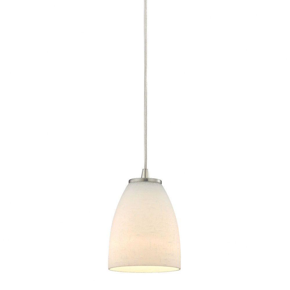 Elk Lighting-10466/1-Sandstorm - 1 Light Mini Pendant in Transitional Style with Coastal/Beach and Country/Cottage inspirations - 7 Inches tall and 5 inches wide   Satin Nickel Finish with Off-White G