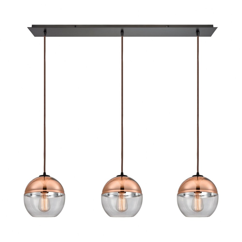 Elk Lighting-10490/3LP-Revelo - 3 Light Linear Mini Pendant in Modern Style with Luxe and Mid-Century Modern inspirations - 9 Inches tall and 36 inches wide   Revelo - 3 Light Linear Mini Pendant in M