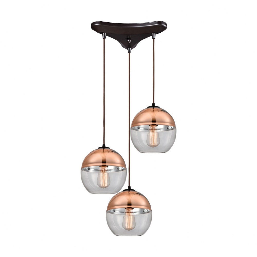 Elk Lighting-10490/3-Revelo - 3 Light Triangular Pendant in Modern/Contemporary Style with Luxe/Glam and Mid-Century Modern inspirations - 9 Inches tall and 17 inches wide   Revelo - 3 Light Triangula