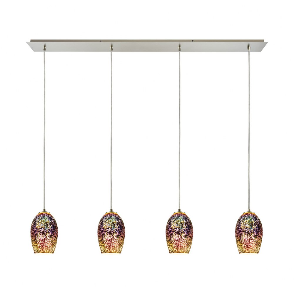 Elk Lighting-10506/4LP-Tallula - 4 Light Linear Pendant in Modern/Contemporary Style with Boho and Eclectic inspirations - 9 Inches tall and 46 inches wide Satin Nickel  Satin Nickel Finish with Irrid