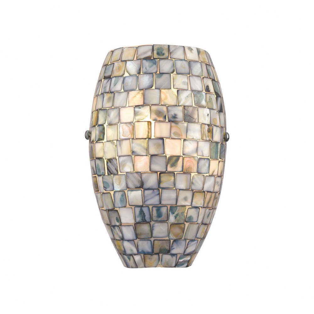 Elk Lighting-10550/1-Capri - 1 Light Wall Sconce in Transitional Style with Coastal/Beach and Eclectic inspirations - 8 Inches tall and 6 inches wide Gray Capiz Shells  Satin Nickel Finish