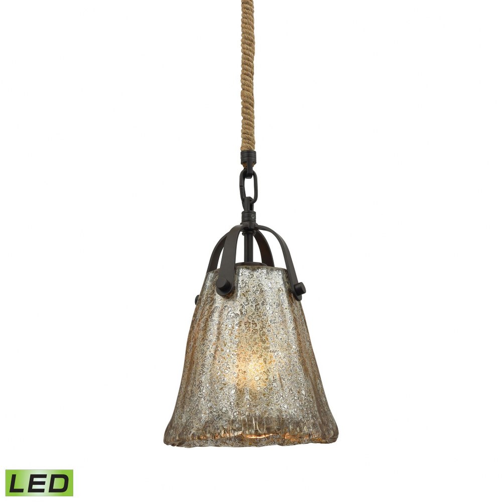 Elk Lighting-10631/1-LED-Hand Formed Glass - 9.5W 1 LED Mini Pendant in Transitional Style with Southwestern and Modern Farmhouse inspirations - 10 by 7 inches wide   Oil Rubbed Bronze Finish with Ant