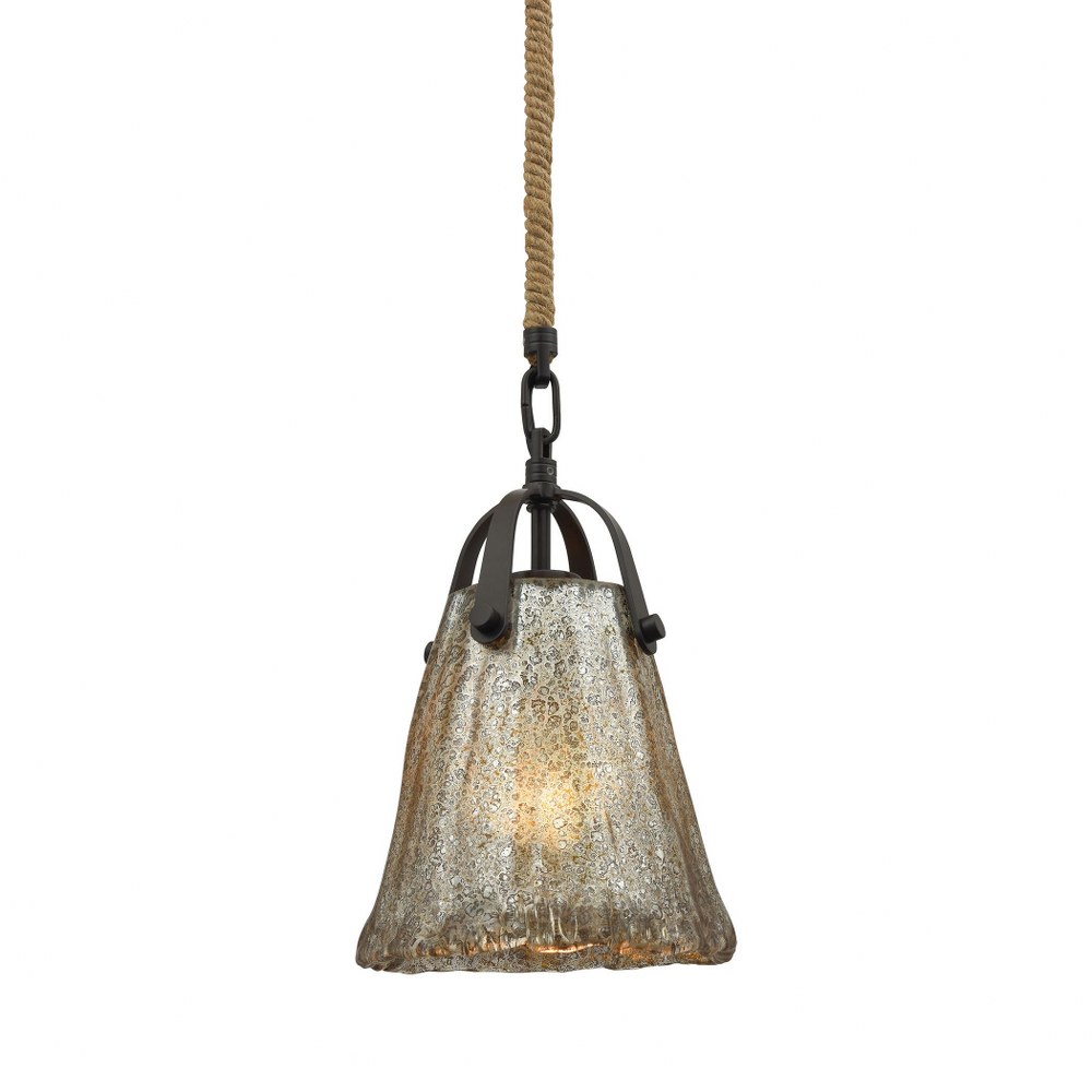 Elk Lighting-10631/1-Hand Formed Glass - 1 Light Mini Pendant in Transitional Style with Southwestern and Modern Farmhouse inspirations - 10 Inches tall and 7 inches wide   Oil Rubbed Bronze Finish wi