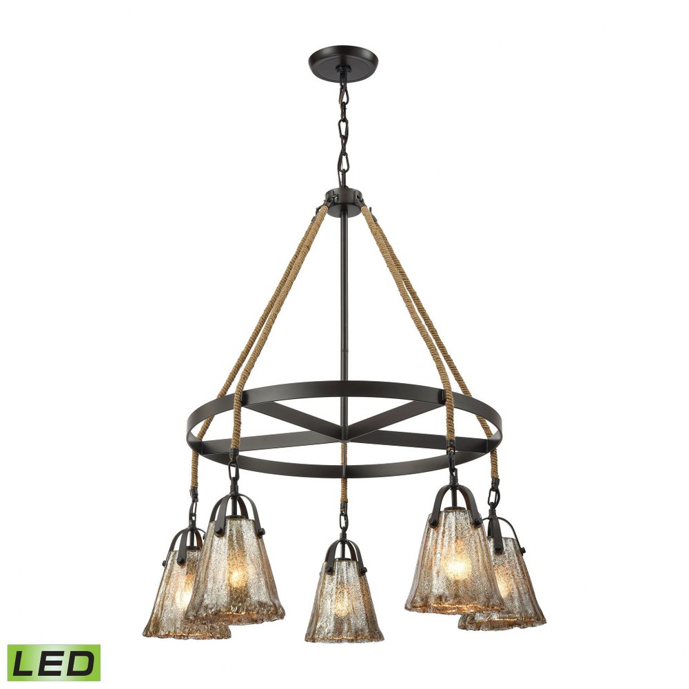 Elk Lighting-10631/5CH-LED-Hand Formed Glass - 47.5W 5 LED Chandelier in Transitional Style with Southwestern and Modern Farmhouse inspirations - 37 by 33 inches wide   Oil Rubbed Bronze Finish with A