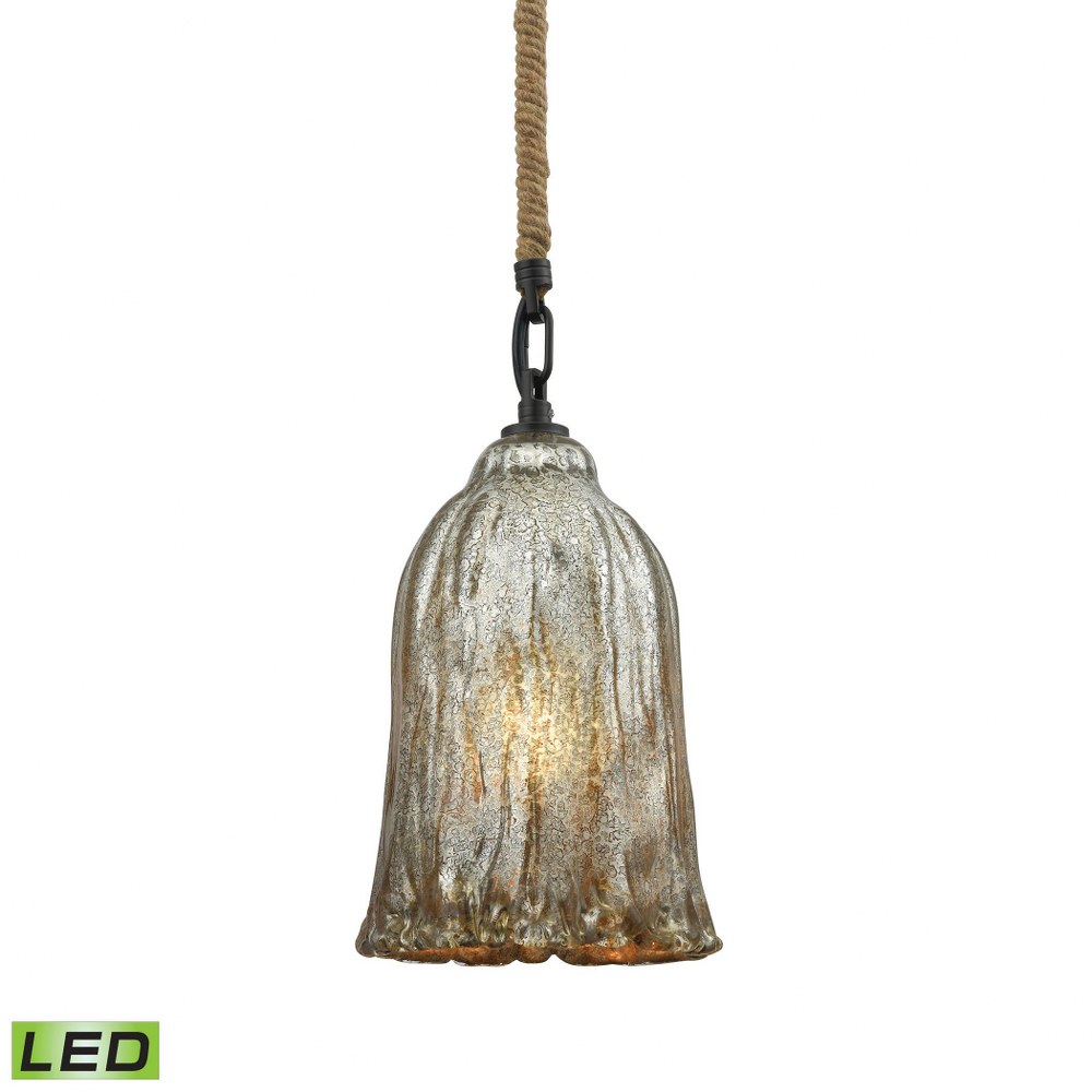 Elk Lighting-10641/1-LED-Hand Formed Glass - 9.5W 1 LED Mini Pendant in Transitional Style with Southwestern and Modern Farmhouse inspirations - 11 by 6 inches wide   Oil Rubbed Bronze Finish with Ant