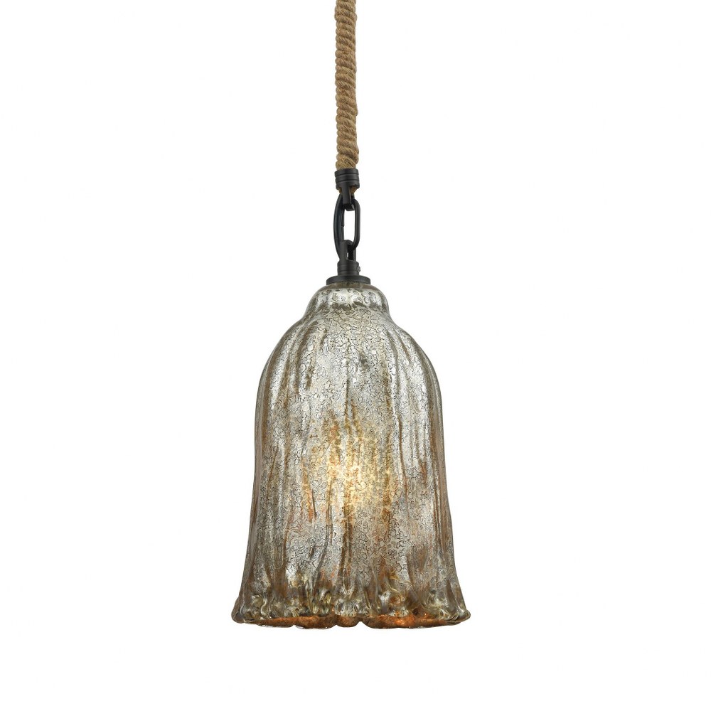 Elk Lighting-10641/1-Hand Formed Glass - 1 Light Mini Pendant in Transitional Style with Southwestern and Modern Farmhouse inspirations - 11 Inches tall and 6 inches wide   Oil Rubbed Bronze Finish wi