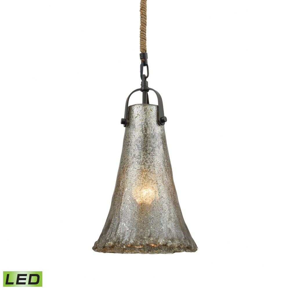 Elk Lighting-10651/1-LED-Hand Formed Glass - 9.5W 1 LED Mini Pendant in Transitional Style with Southwestern and Modern Farmhouse inspirations - 15 by 8 inches wide   Oil Rubbed Bronze Finish with Ant