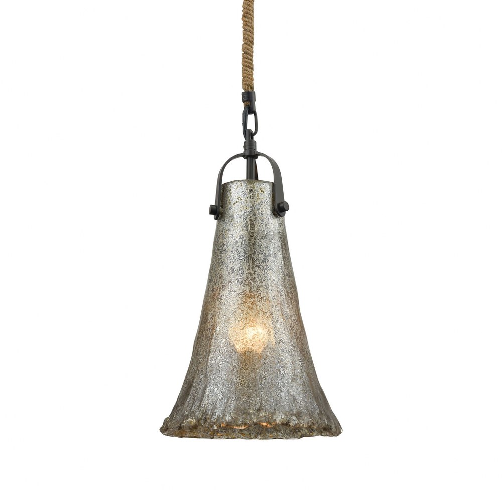 Elk Lighting-10651/1-Hand Formed Glass - 1 Light Mini Pendant in Transitional Style with Southwestern and Modern Farmhouse inspirations - 15 Inches tall and 8 inches wide   Oil Rubbed Bronze Finish wi