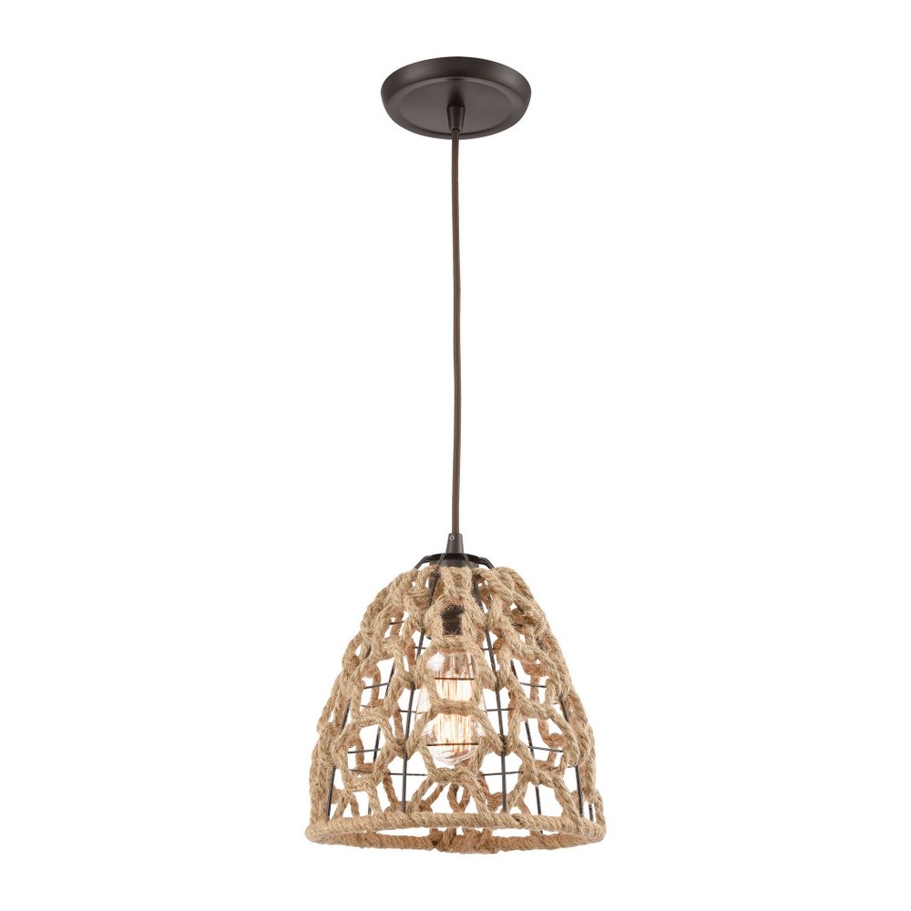 Elk Lighting-10709/1-Coastal Inlet - 1 Light Mini Pendant in Transitional Style with Coastal/Beach and Modern Farmhouse inspirations - 10 Inches tall and 9 inches wide   Oil Rubbed Bronze Finish with 