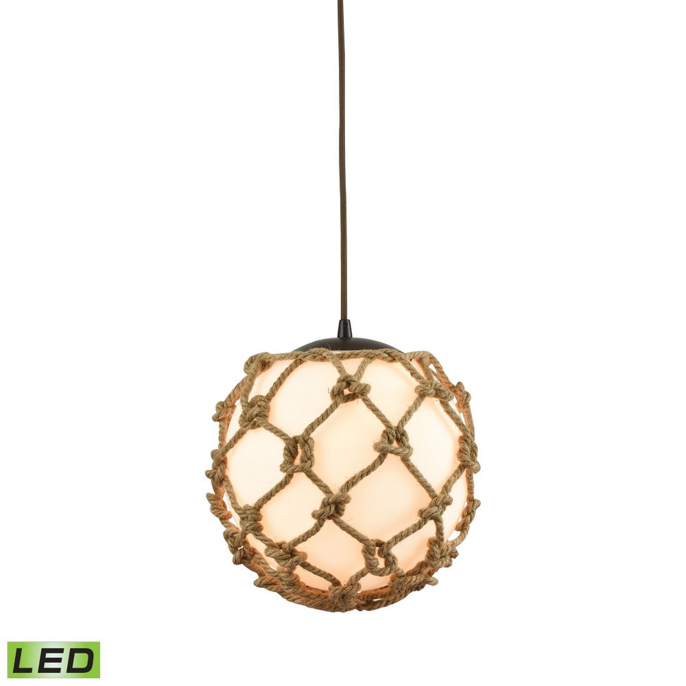 Elk Lighting-10710/1-LED-Coastal Inlet - 9.5W 1 LED Mini Pendant in Transitional Style with Coastal/Beach and Modern Farmhouse inspirations - 11 Inches tall and 11 inches wide   Oil Rubbed Bronze Fini