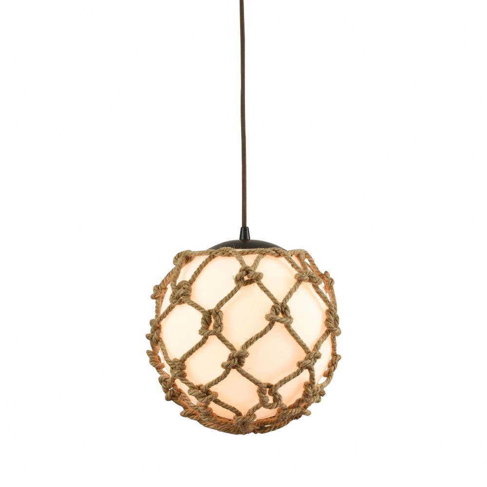 Elk Lighting-10710/1-Coastal Inlet - 1 Light Mini Pendant in Transitional Style with Coastal/Beach and Modern Farmhouse inspirations - 11 Inches tall and 11 inches wide   Oil Rubbed Bronze Finish with