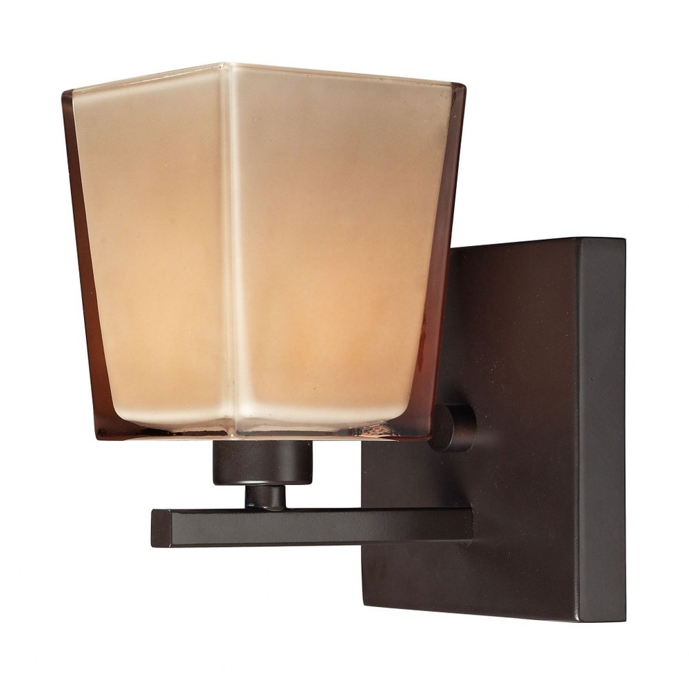 Elk Lighting-11436/1-Serenity - 1 Light Bath Vanity in Transitional Style with Asian and Southwestern inspirations - 7 Inches tall and 5 inches wide   Oiled Bronze Finish with Amber Glass