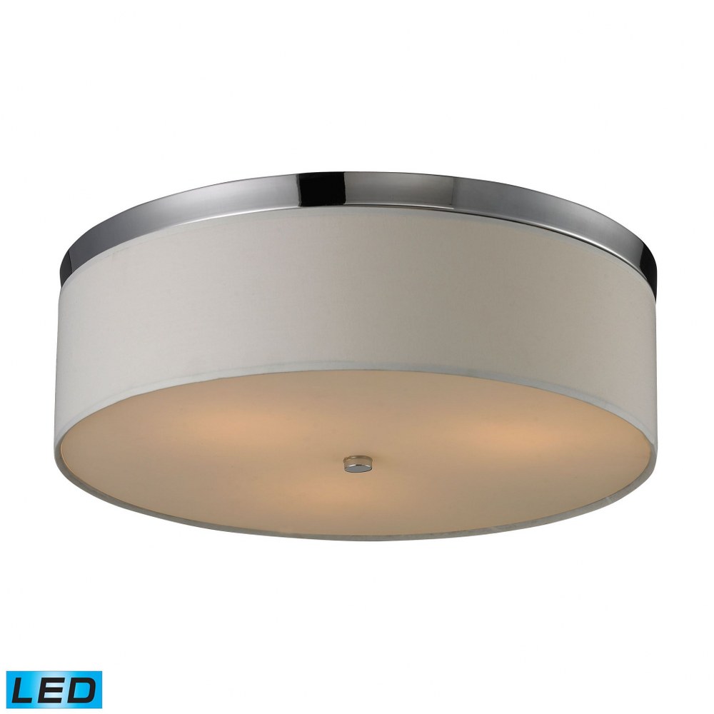 Elk Lighting-11445/3-LED-17 28.5W 3 LED Flush Mount in Modern/Contemporary Style with Art Deco and Retro inspirations - 6 Inches tall and 17 inches wide   Polished Chrome Finish with Frosted Glass
