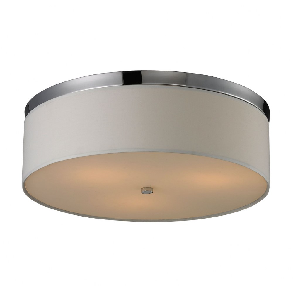 Elk Lighting-11445/3-Three Light Flush Mount in Modern/Contemporary Style with Art Deco and Retro inspirations - 6 Inches tall and 17 inches wide   Polished Chrome Finish with Frosted Glass