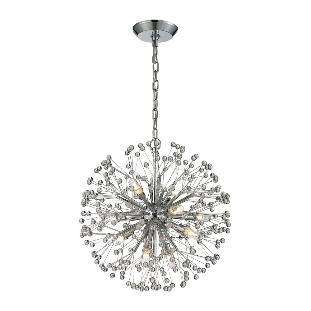 Elk Lighting-11545/9-Starburst - 9 Light Chandelier in Modern/Contemporary Style with Mid-Century and Luxe/Glam inspirations - 21 Inches tall and 18 inches wide   Polished Chrome Finish