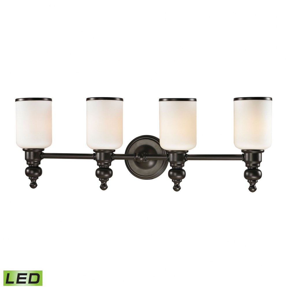 Elk Lighting-11593/4-LED-Bristol - 38W 4 LED Bath Vanity in Traditional Style with Victorian and Country/Cottage inspirations - 10 Inches tall and 29 inches wide   Oil Rubbed Bronze Finish with Opal W