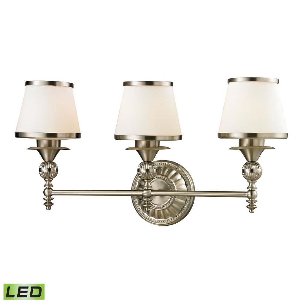 Elk Lighting-11602/3-LED-Smithfield - 28.5W 3 LED Bath Vanity in Traditional Style with Victorian and Country/Cottage inspirations - 13 Inches tall and 25 inches wide   Brushed Nickel Finish with Opal