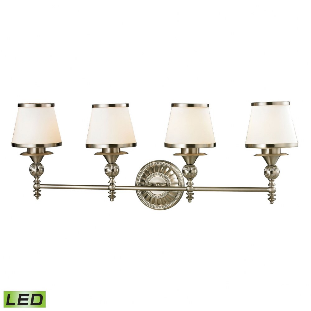 Elk Lighting-11603/4-LED-Smithfield - 38W 4 LED Bath Vanity in Traditional Style with Victorian and Country/Cottage inspirations - 13 Inches tall and 34 inches wide   Brushed Nickel Finish with Opal W