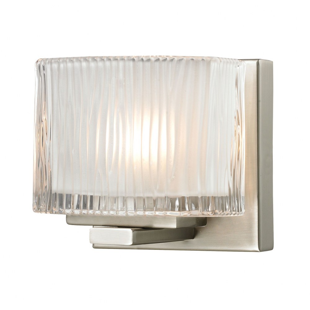 Elk Lighting-11630/1-Chiseled Glass - 1 Light Bath Vanity in Modern/Contemporary Style with Art Deco and Luxe/Glam inspirations - 5 Inches tall and 5 inches wide   Brushed Nickel Finish with Chiseled 