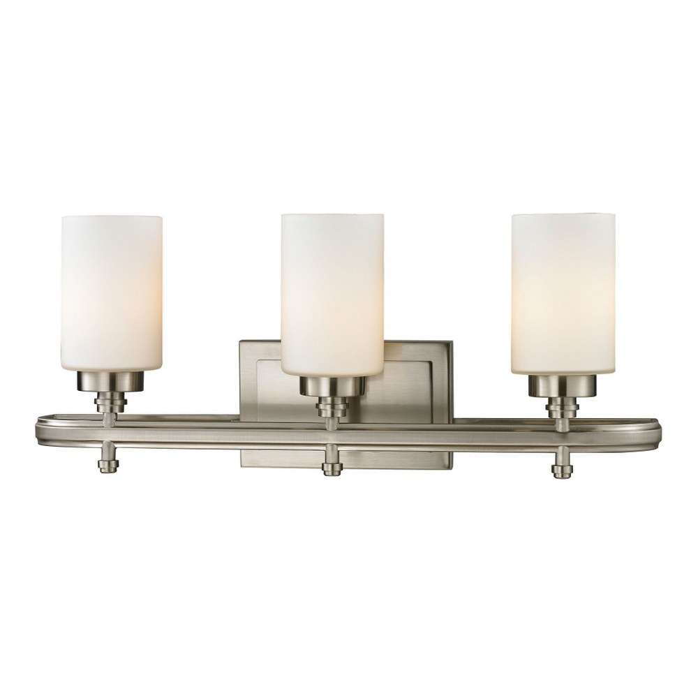 Elk Lighting-11662/3-Dawson - 3 Light Bath Bar in Transitional Style with Art Deco and Modern Farmhouse inspirations - 10 Inches tall and 23 inches wide   Brushed Nickel Finish