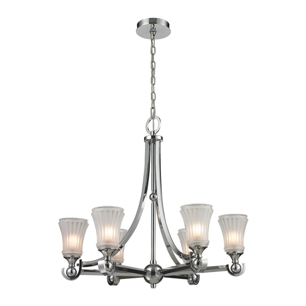 Elk Lighting-11686/6-Jayden - Six Light Chandelier   Polished Chrome Finish with Frosted Glass