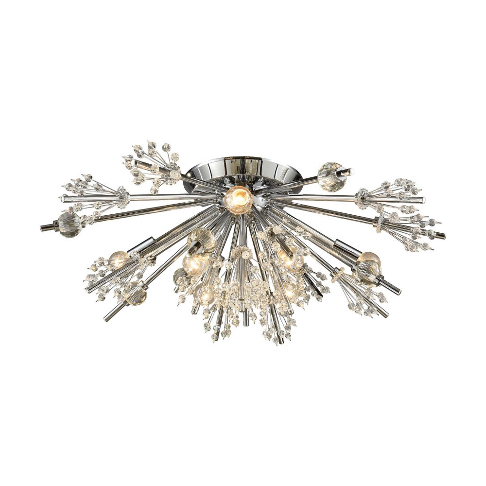 Elk Lighting-11748/8-Starburst - 8 Light Semi-Flush Mount in Modern Style with Luxe and Mid-Century Modern inspirations - 9 Inches tall and 26 inches wide   Starburst - 8 Light Semi-Flush Mount in Mod