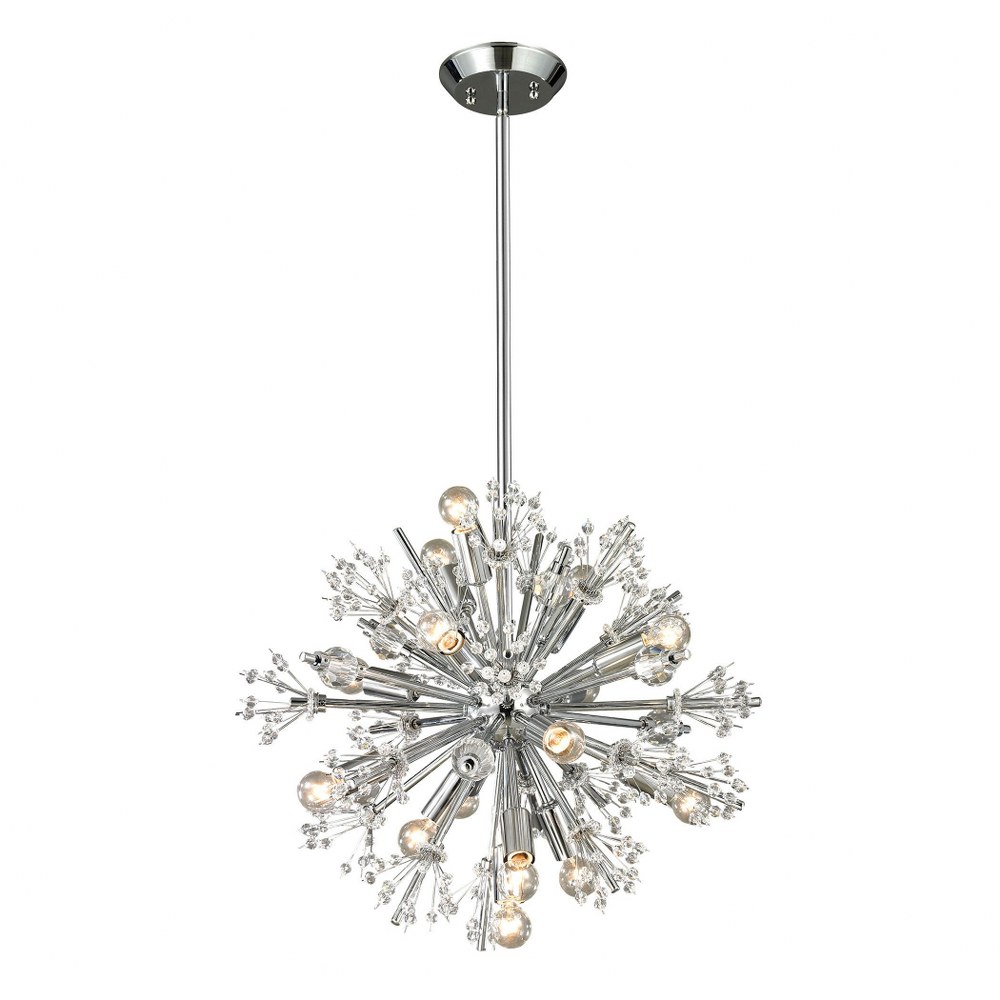 Elk Lighting-11750/15-Starburst - Fifteen Light Chandelier in Modern Style with Luxe and Mid-Century Modern inspirations - 18 Inches tall and 20 inches wide   Polished Chrome Finish