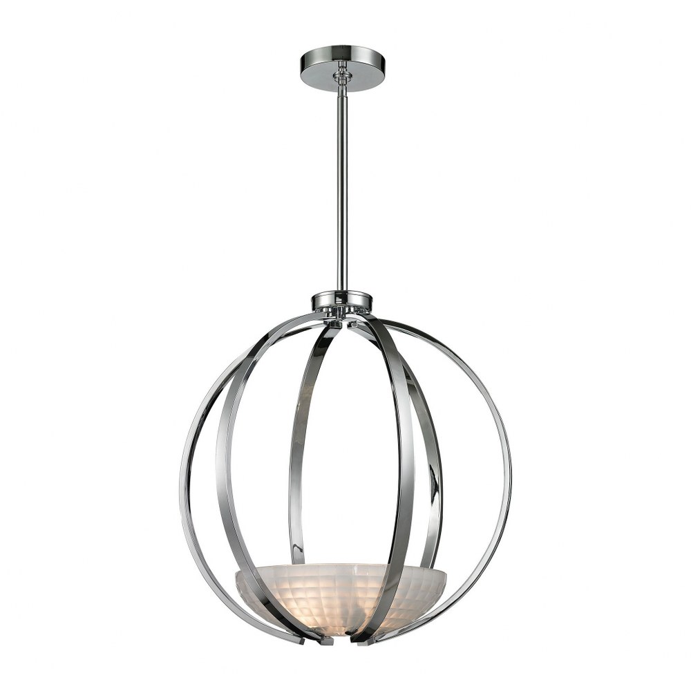 Elk Lighting-11763/3-Sculptive - Three Light Pendant   Polished Chrome Finish with Frosted Glass