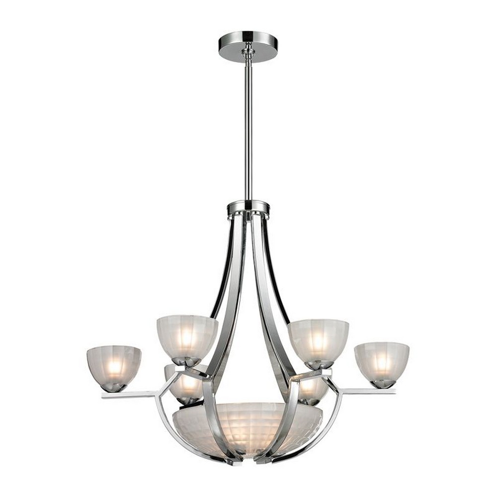 Elk Lighting-11764/6+3-Sculptive - Nine Light Chandelier   Polished Chrome Finish with Frosted Glass