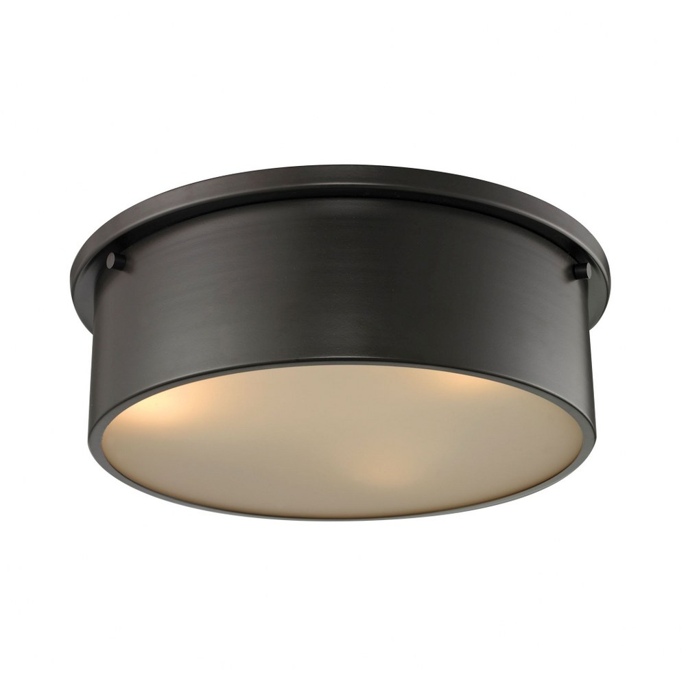 Elk Lighting-11811/3-Simpson - 3 Light Flush Mount in Modern/Contemporary Style with Art Deco and Retro inspirations - 5 Inches tall and 14 inches wide Oil Rubbed Bronze  Brushed Nickel Finish with Fr