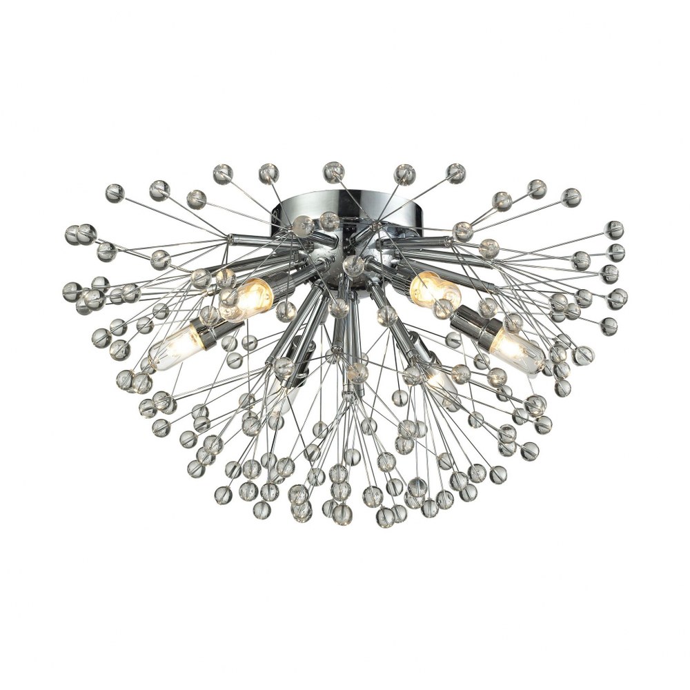 Elk Lighting-11830/6-Starburst - 6 Light Flush Mount in Modern/Contemporary Style with Boho and Luxe/Glam inspirations - 10 Inches tall and 19 inches wide   Polished Chrome Finish