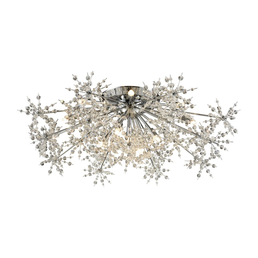 Elk Lighting-11892/13-Snowburst - Thirteen Light Semi-Flush Mount in Modern Style with Luxe and Mid-Century Modern inspirations - 12 Inches tall and 32 inches wide   Polished Chrome Finish with Clear 