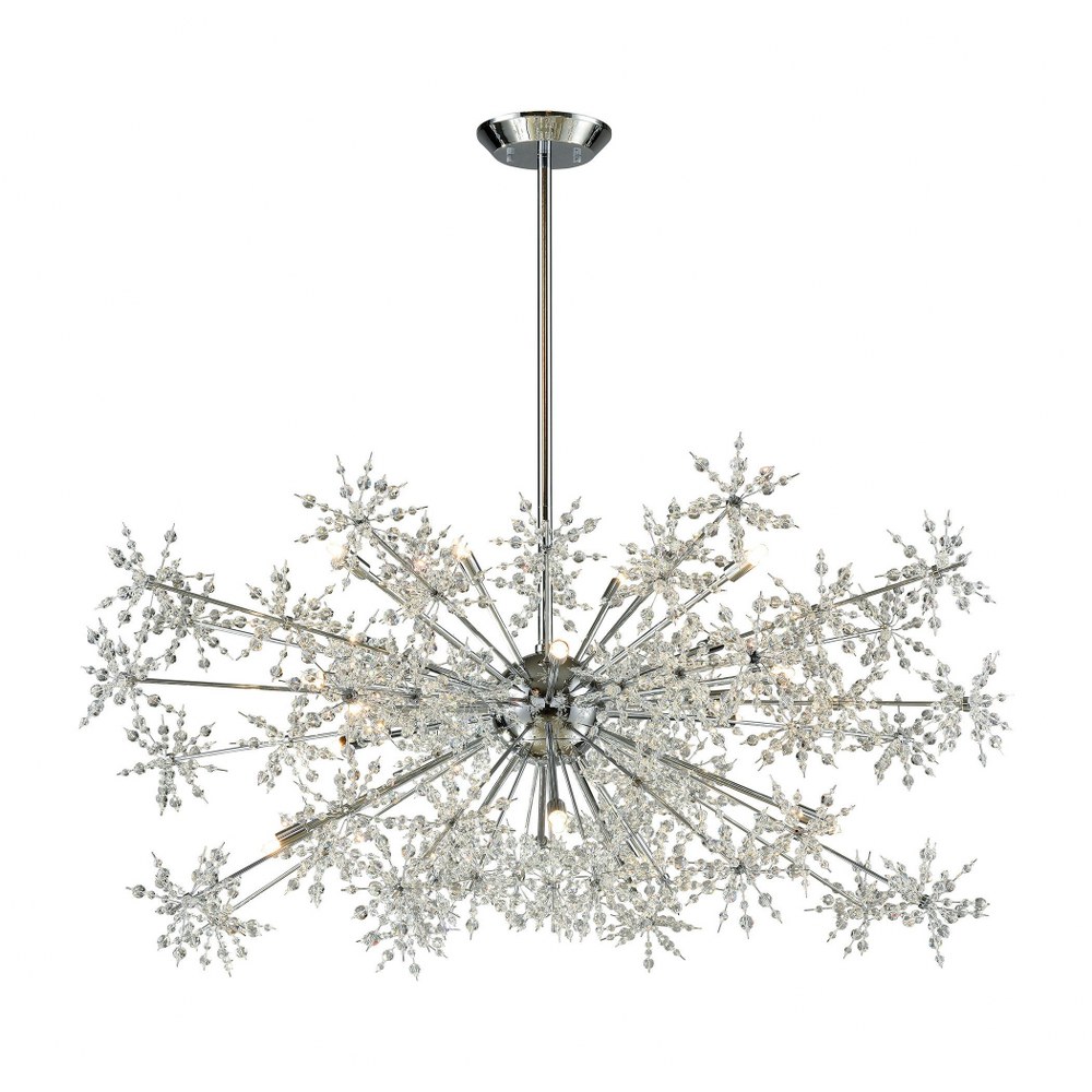 Elk Lighting-11896/20-Snowburst - Twenty Light Chandelier in Modern Style with Luxe and Mid-Century Modern inspirations - 22 Inches tall and 48 inches wide   Polished Chrome Finish with Clear Crystal