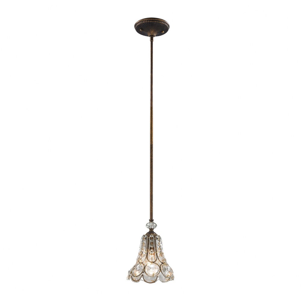 Elk Lighting-12031/1-Christina - 1 Light Mini Pendant in Traditional Style with Victorian and Luxe/Glam inspirations - 10 Inches tall and 7 inches wide   Mocha Finish with Clear Crystal