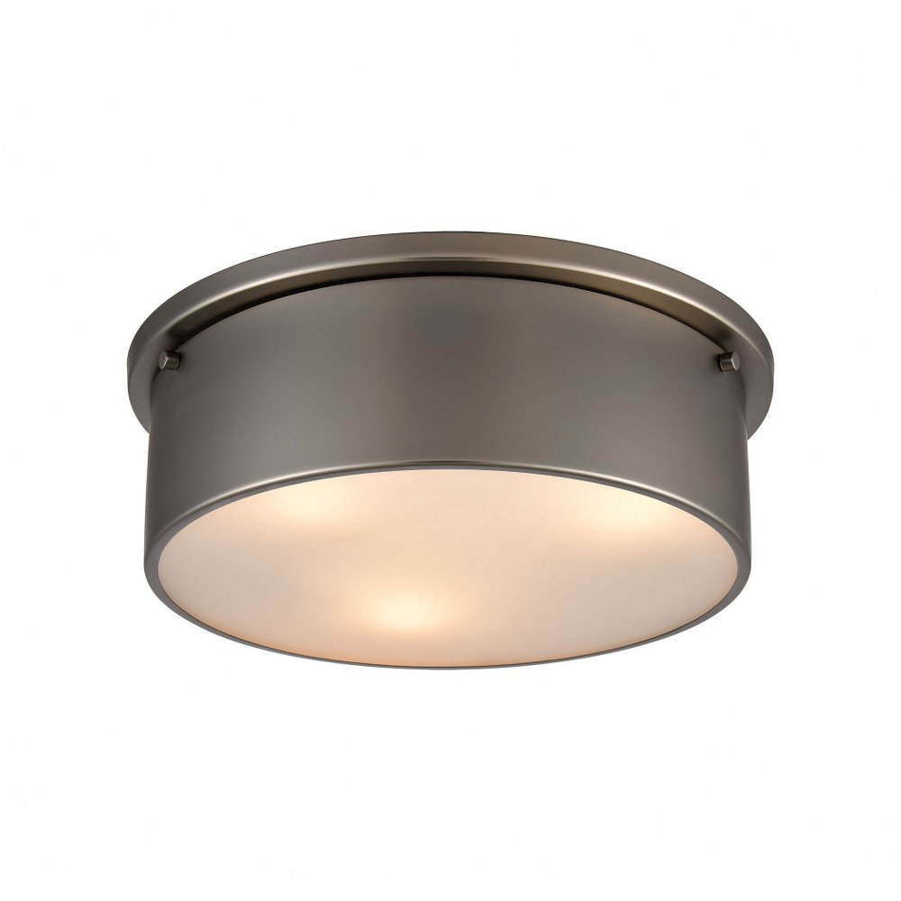 Elk Lighting-12111/3-Three Light Flush Mount in Modern/Contemporary Style with Art Deco and Retro inspirations - 5 Inches tall and 14 inches wide Black Nickel  Black Nickel Finish with Frosted Glass