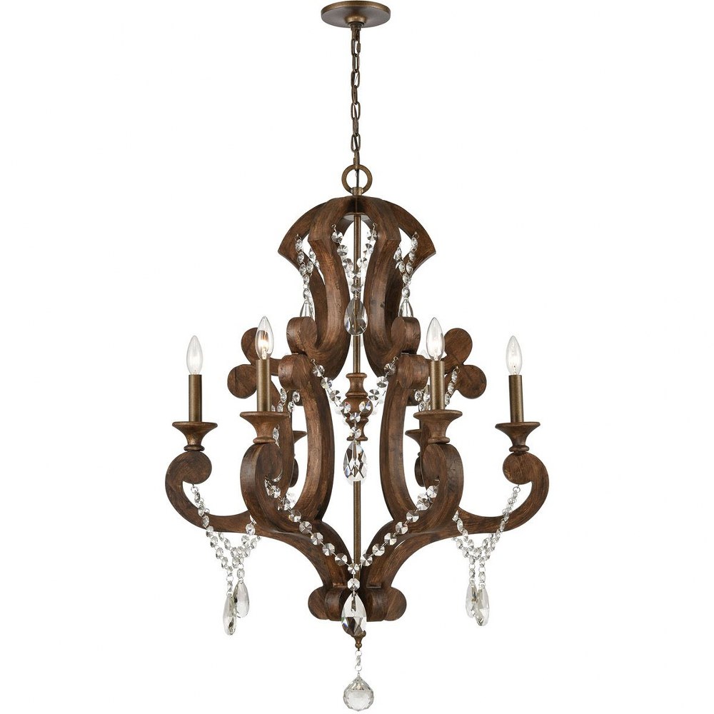 Elk Lighting-12256/6-San Sebastian - 6 Light Chandelier in Traditional Style with French Country and Vintage Charm inspirations - 40 Inches tall and 28 inches wide   Spanish Antiquewood/Dark Bronze Fi