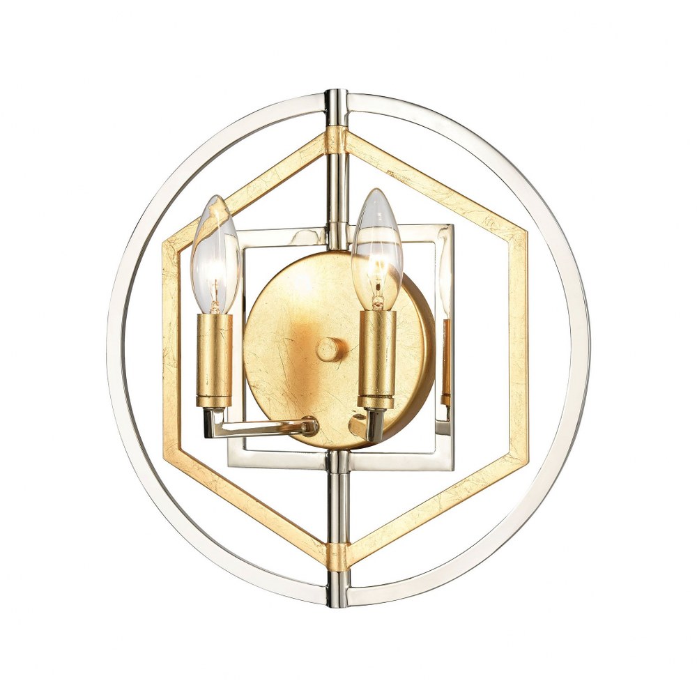 Elk Lighting-12260/2-Geosphere - 2 Light Wall Sconce in Modern/Contemporary Style with Luxe/Glam and Mid-Century Modern inspirations - 13 Inches tall and 13 inches wide   Polished Nickel/Parisian Gold