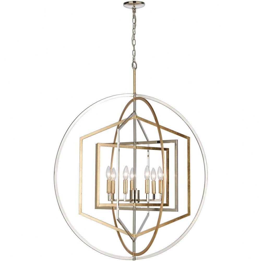 Elk Lighting-12264/7-Geosphere - 7 Light Chandelier in Modern/Contemporary Style with Luxe/Glam and Mid-Century Modern inspirations - 39 Inches tall and 36 inches wide   Polished Nickel/Parisian Gold 