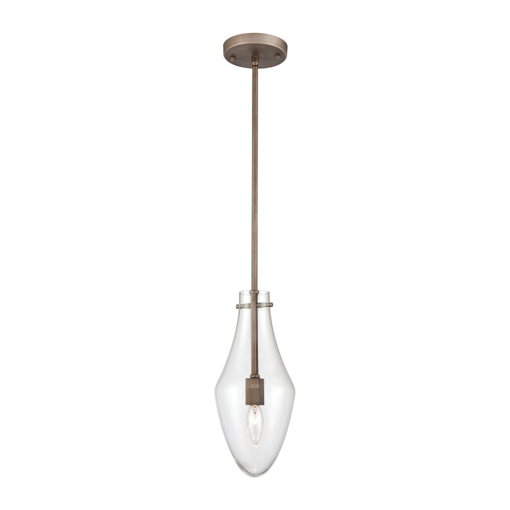 Elk Lighting-12296/1-Culmination - 1 Light Mini Pendant in Transitional Style with Luxe/Glam and Southwestern inspirations - 14 Inches tall and 6 inches wide   Weathered Zinc Finish with Clear Glass