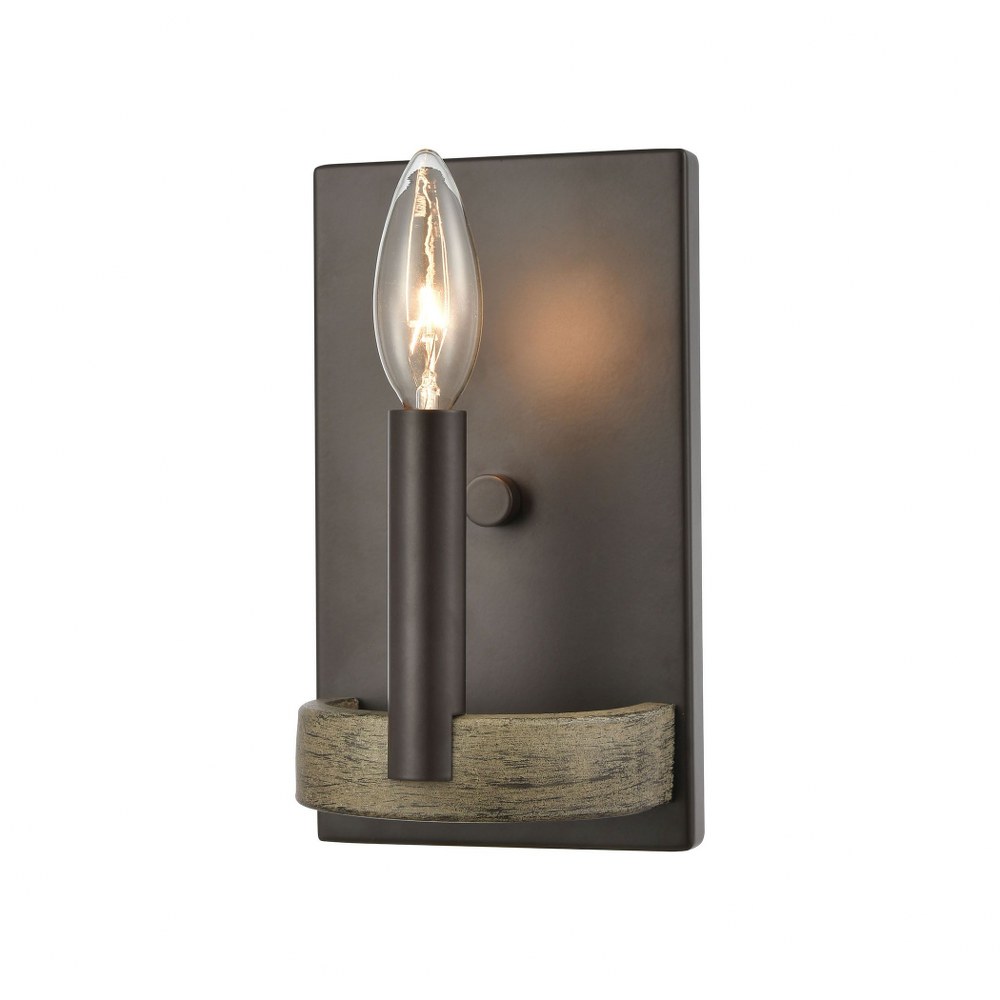 Elk Lighting-12310/1-Transitions - 1 Light Wall Sconce in Transitional Style with Modern Farmhouse and French Country inspirations - 8 Inches tall and 5 inches wide   Oil Rubbed Bronze/Aspen Finish