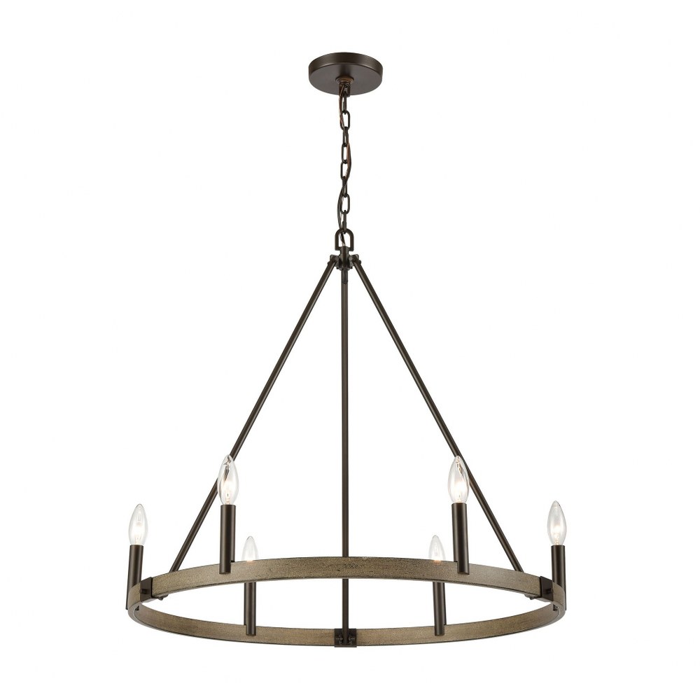 Elk Lighting-12316/6-Transitions - 6 Light Chandelier in Transitional Style with Modern Farmhouse and French Country inspirations - 26 Inches tall and 27 inches wide   Oil Rubbed Bronze/Aspen Finish