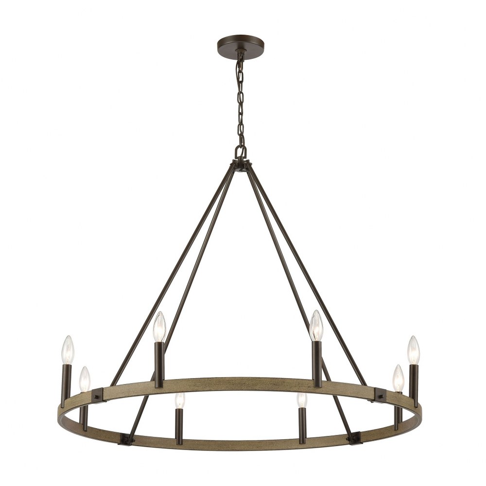 Elk Lighting-12317/8-Transitions - 8 Light Chandelier in Transitional Style with Modern Farmhouse and French Country inspirations - 30 Inches tall and 36 inches wide   Oil Rubbed Bronze/Aspen Finish