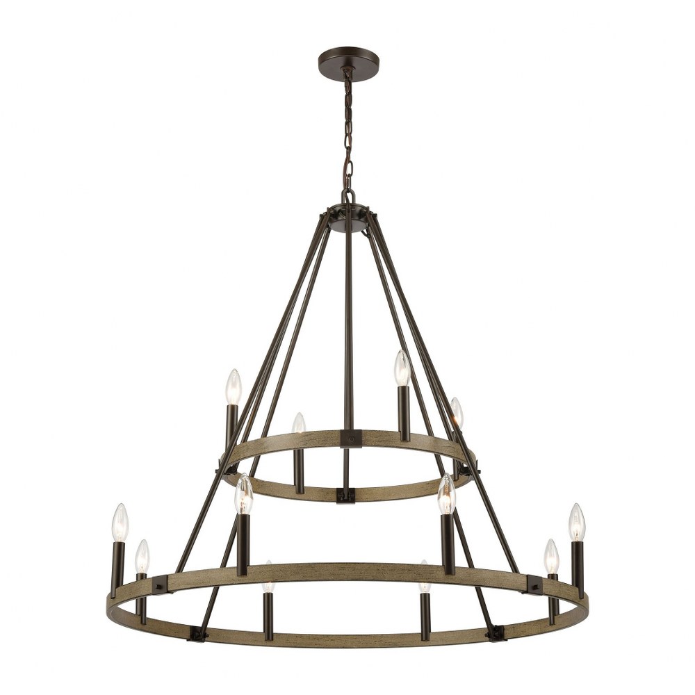 Elk Lighting-12319/12-Transitions - 12 Light 2-Tier Chandelier in Transitional Style with Modern Farmhouse and French Country inspirations - 35 by 36 inches wide   Oil Rubbed Bronze/Aspen Finish