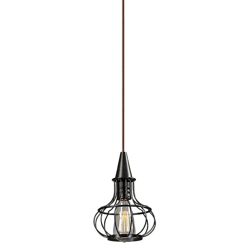 Elk Lighting-14191/1-Yardley - 1 Light Mini Pendant in Transitional Style with Urban/Industrial and Country/Cottage inspirations - 11 Inches tall and 7 inches wide   Oil Rubbed Bronze Finish with Wire