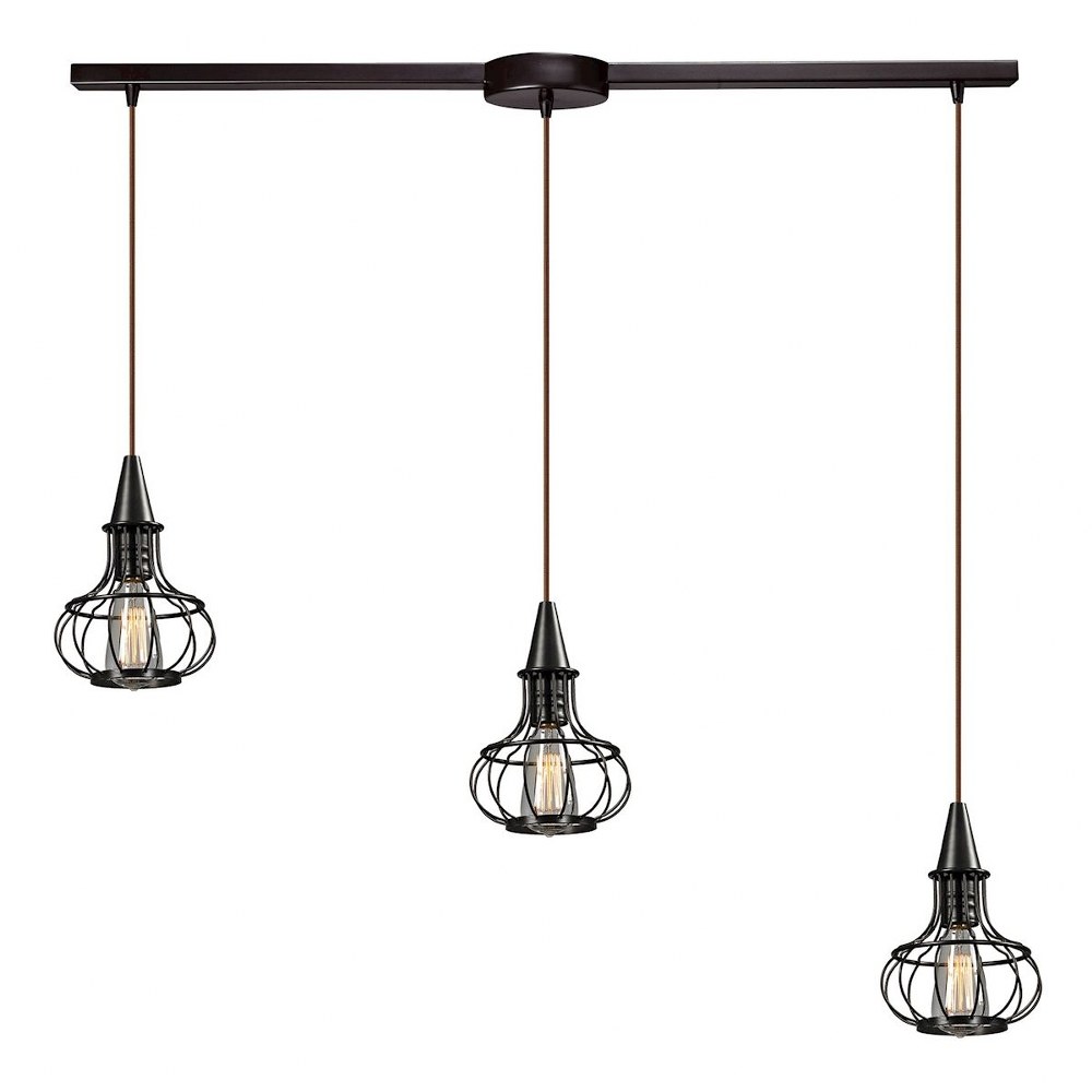 Elk Lighting-14191/3L-Yardley - 3 Light Linear Pendant in Transitional Style with Urban/Industrial and Country/Cottage inspirations - 11 Inches tall and 5 inches wide   Oil Rubbed Bronze Finish with W